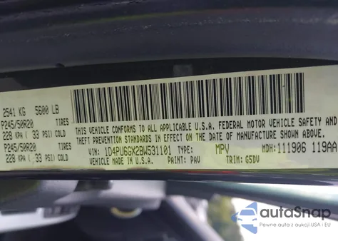 2011 Dodge Nitro Detonator z USA, uszkodzony, nr VIN 1D4PU6GX2BW531101